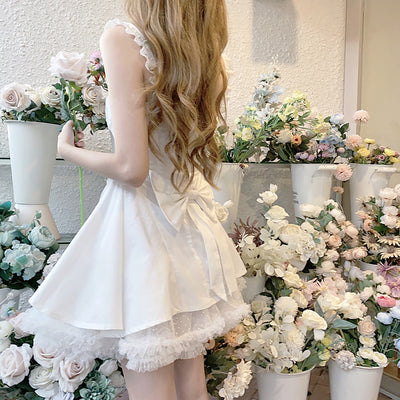 Vestido Bailarina Blanco con Falda Tutú, Cintura Ajustada y Encaje Suspensor - Image 10
