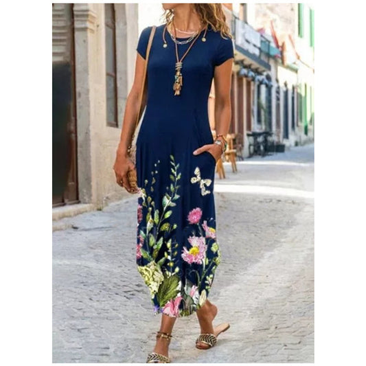 Vestido Corto Estampado con Bolsillo y Cuello Redondo - Image 2