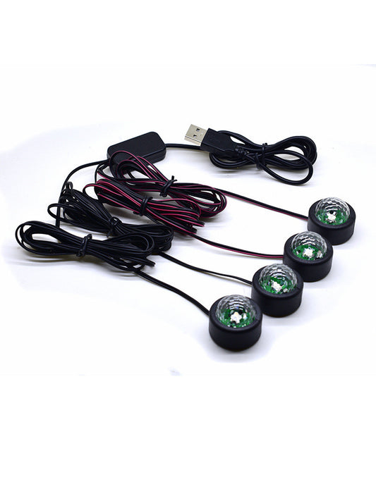 Iluminación LED Ambiental para Auto con 7 Colores y Efecto Luz de Estrella