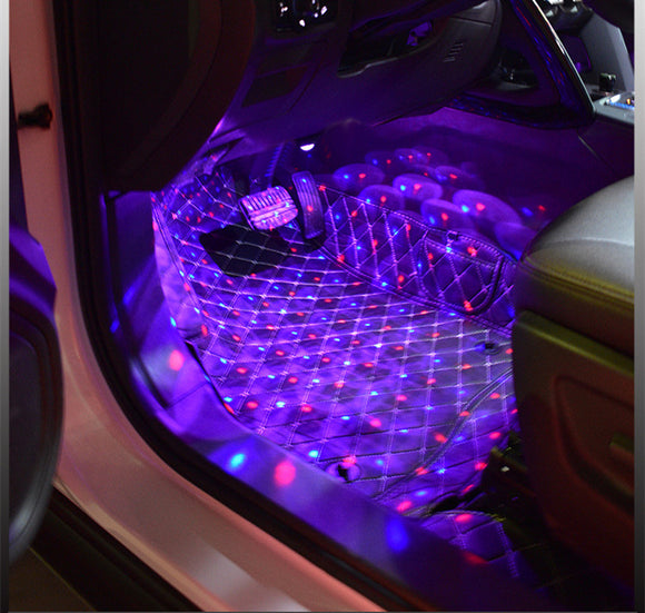 Iluminación LED Ambiental para Auto con 7 Colores y Efecto Luz de Estrella