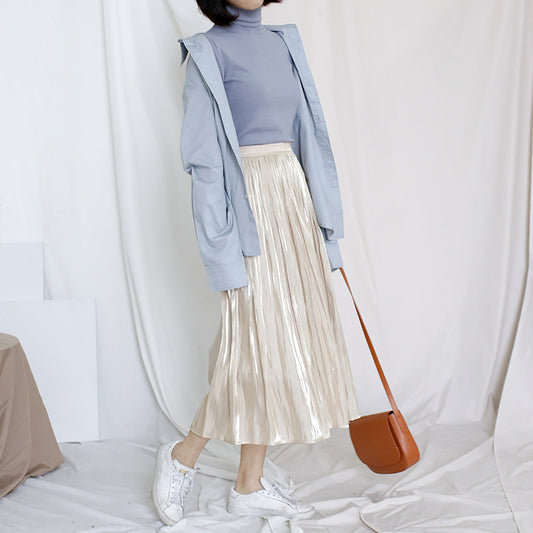 Falda Midi Elástica con Brillo Perlado - Perfecto para Primavera y Verano - Image 2