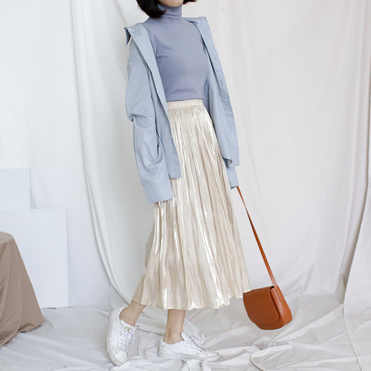Falda Midi Elástica con Brillo Perlado - Perfecto para Primavera y Verano - Image 2