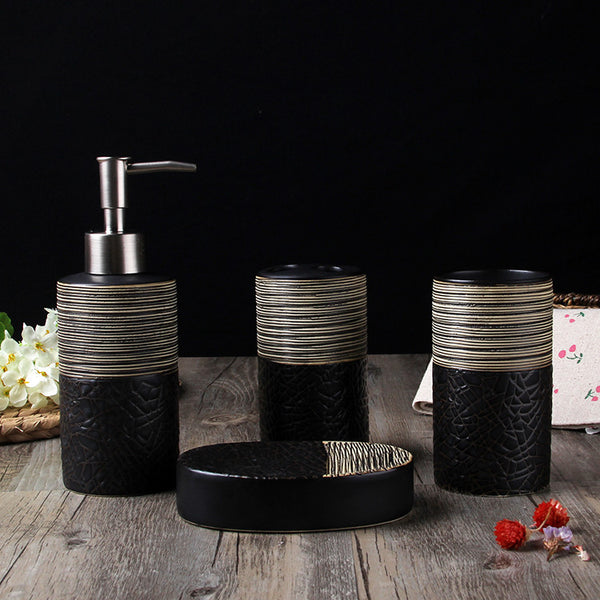 Set Completo de Accesorios de Baño con Vasos para Cepillo y Lavado