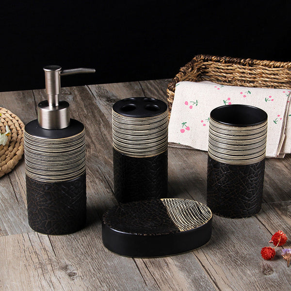 Set Completo de Accesorios de Baño con Vasos para Cepillo y Lavado