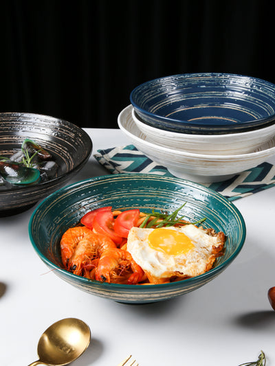 Tazón Ramen Japonés de Cerámica Artesanal con Diseño Acanalado Retro - Image 11