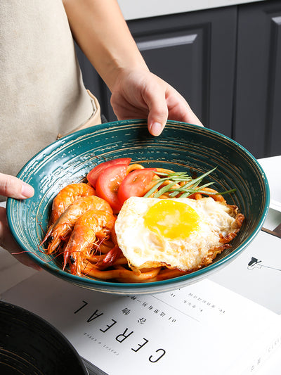 Tazón Ramen Japonés de Cerámica Artesanal con Diseño Acanalado Retro - Image 12