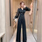 Jumpsuit Elegante de Gasa con Costuras Decorativas para Mujer