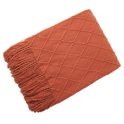 Manta de Lana Tejida Jacquard Diamante Nórdica de Color Sólido - Image 16