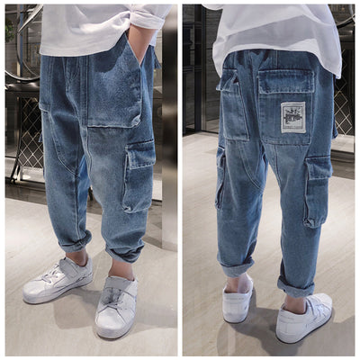 Pantalones Harem Sueltos con Forro Térmico Acolchado para Niños Grandes - Image 8