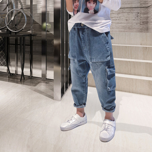 Pantalones Harem Sueltos con Forro Térmico Acolchado para Niños Grandes - Image 2