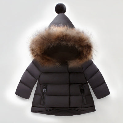 Chaqueta Acolchada Infantil con Plumón Grueso y Cuello de Piel Real - Image 12