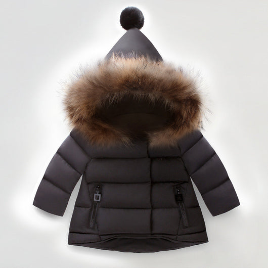 Chaqueta Acolchada Infantil con Plumón Grueso y Cuello de Piel Real - Image 5
