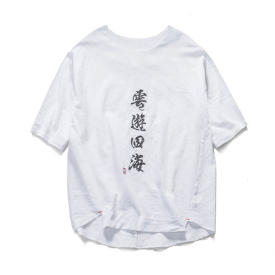 Camiseta de Algodón Bordada Cuello Redondo Manga Corta para Hombre - Image 4