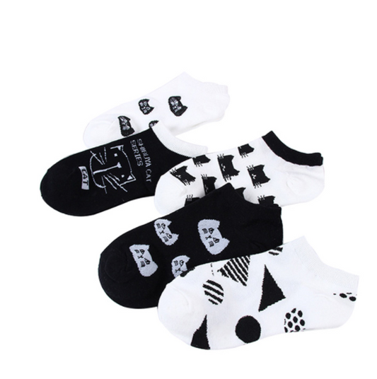 Calcetines Estampados Gato Blanco y Negro - Diseño Náutico - Image 2