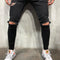 Calça Jeans Masculina Reta Desgastada - Modelo Preto Moderno