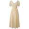Vestido Retro con Bordado de Pétalos y Botones Perla Cuello Cuadrado