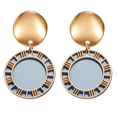 Aretes Colgantes Geométricos Dorados con Concha - Diseño Coreano Moderno - Image 6