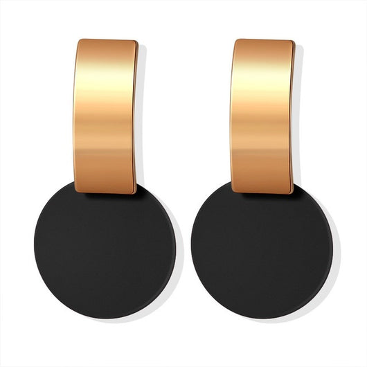 Aretes Colgantes Geométricos Dorados con Concha - Diseño Coreano Moderno - Image 12