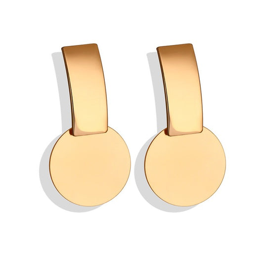 Aretes Colgantes Geométricos Dorados con Concha - Diseño Coreano Moderno - Image 15
