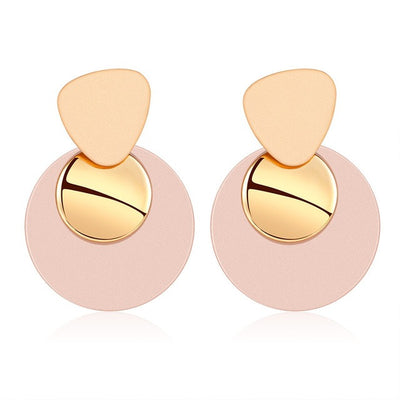 Aretes Colgantes Geométricos Dorados con Concha - Diseño Coreano Moderno - Image 19