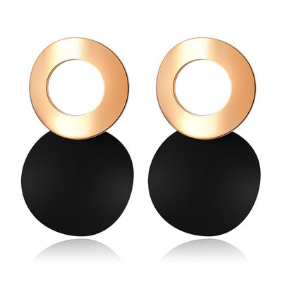 Aretes Colgantes Geométricos Dorados con Concha - Diseño Coreano Moderno - Image 17