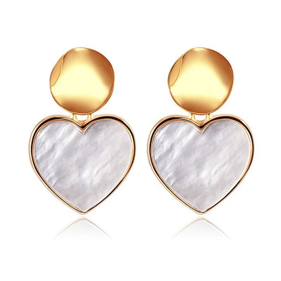 Aretes Colgantes Geométricos Dorados con Concha - Diseño Coreano Moderno - Image 22