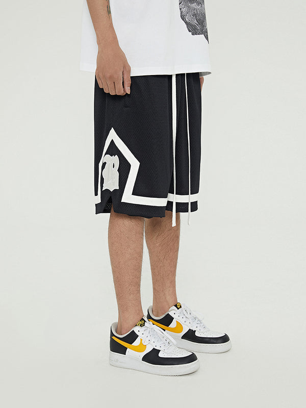 Pantalones de Baloncesto con Malla Doble Capa y Bordado
