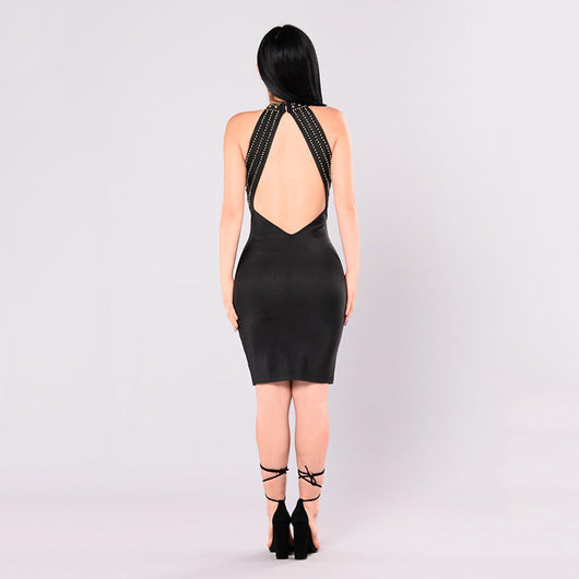 Vestido Bandage Corto Backless con Detalles de Pedrería para Fiesta - Image 11