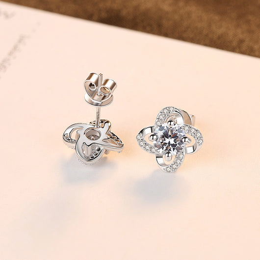 Aretes de Plata de Ley S925 con Circonita 3A Diseño Trébol de Cuatro Hojas - Image 7