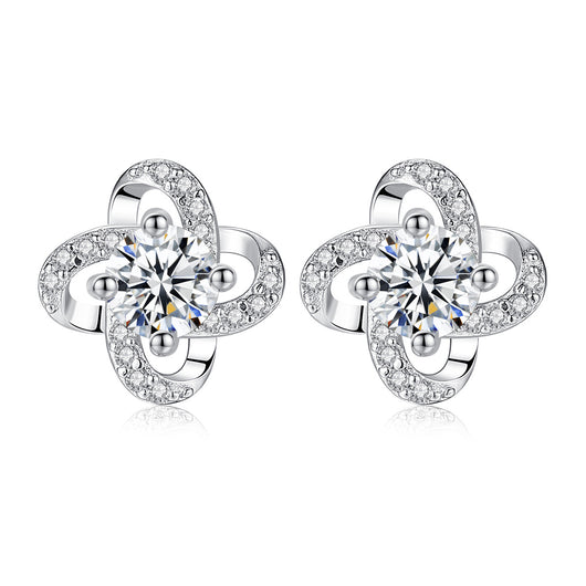 Aretes de Plata de Ley S925 con Circonita 3A Diseño Trébol de Cuatro Hojas - Image 10