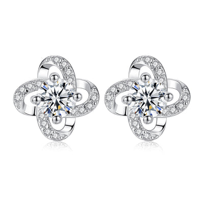 Aretes de Plata de Ley S925 con Circonita 3A Diseño Trébol de Cuatro Hojas - Image 5