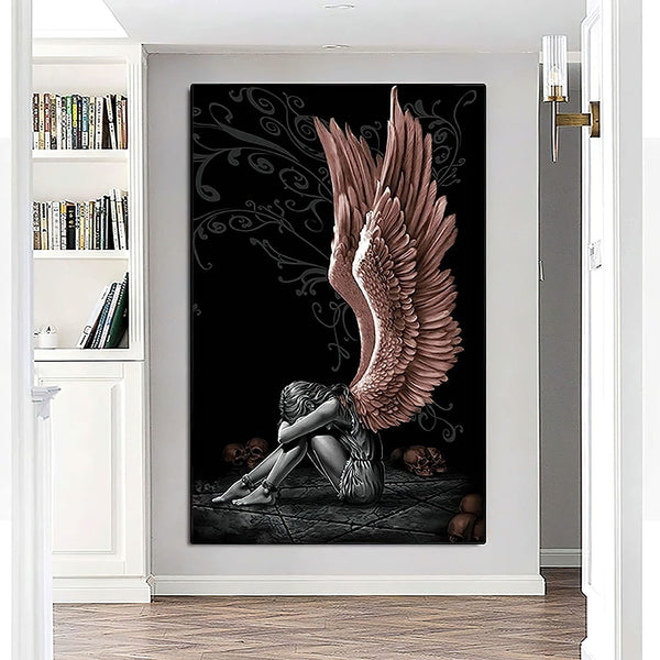 Póster Ángel Sentado con Alas - Cuadro Decorativo para Sala de Estar