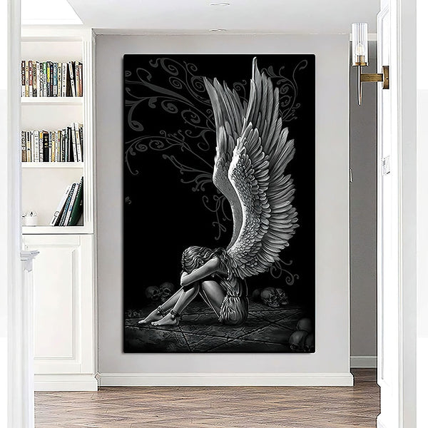 Póster Ángel Sentado con Alas - Cuadro Decorativo para Sala de Estar