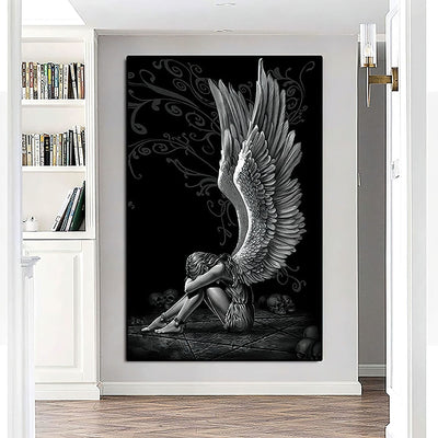 Póster Ángel Sentado con Alas - Cuadro Decorativo para Sala de Estar