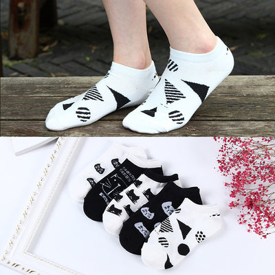 Calcetines Estampados Gato Blanco y Negro - Diseño Náutico