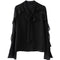 Blusa Elegante con Moño V-Neck en Chifón Fruncido