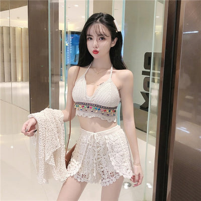 Traje de Baño Crochet Backless con Detalles de Perlas - Image 14