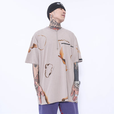 Playera Manga Corta Estampado Llama Fuego Tendencia Urbana Hombre - Image 11