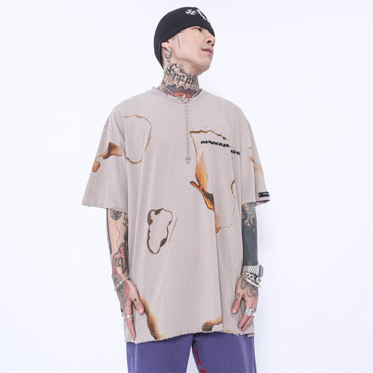 Playera Manga Corta Estampado Llama Fuego Tendencia Urbana Hombre - Image 11