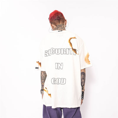 Playera Manga Corta Estampado Llama Fuego Tendencia Urbana Hombre - Image 2
