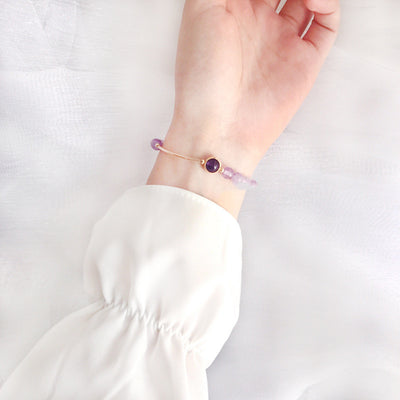 Pulsera de Amatista Lavanda Natural - Diseño Circular Elegante - Image 7