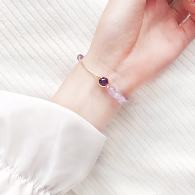 Pulsera de Amatista Lavanda Natural - Diseño Circular Elegante - Image 2