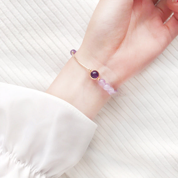 Pulsera de Amatista Lavanda Natural - Diseño Circular Elegante