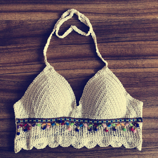 Traje de Baño Crochet Backless con Detalles de Perlas - Image 8
