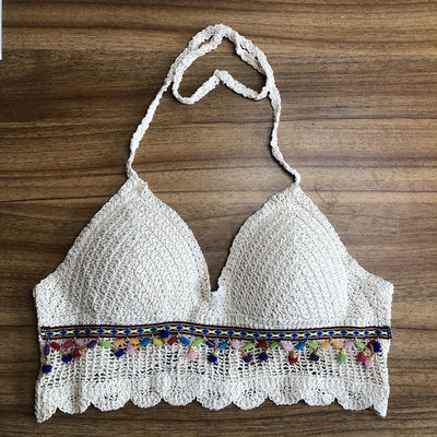 Traje de Baño Crochet Backless con Detalles de Perlas - Image 11