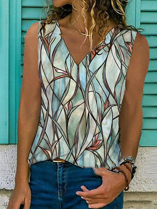 Camiseta Sin Mangas Cuello V con Estampado - Perfecta para Verano - Image 9