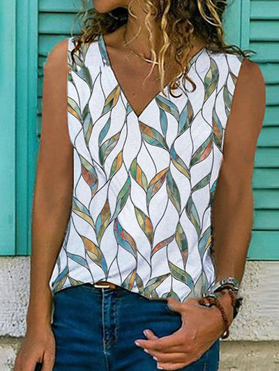 Camiseta Sin Mangas Cuello V con Estampado - Perfecta para Verano - Image 2