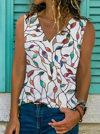 Camiseta Sin Mangas Cuello V con Estampado - Perfecta para Verano - Image 3
