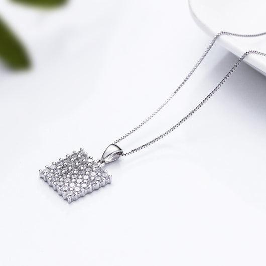Collar de Plata 925 con Circonita Micro-incrustada y Cadena de Caja - Image 9