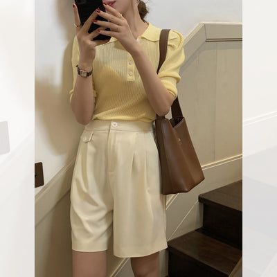 Shorts Negros Talle Alto Estilo Coreano - Image 7